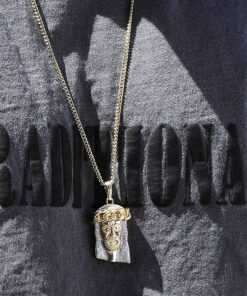 L & L Nation 14K Gold Plated Men's Iced Out Crown Jesus Pendant Necklace with CZ Simulated Diamonds and 30" Cuban Chain jesus piece - Religious Jewelry Hip hop Jewelry for Men and Women 10 91x9wgfOSqL