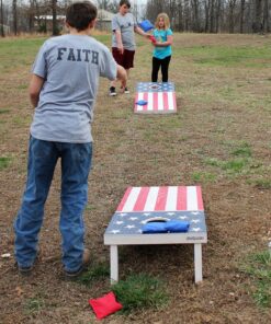 GoSports Flag Series Wood Cornhole Sets – Choose American Flag or State Flags – Includes Two Regulation Size 4 ft x 2 ft Boards, 8 Bean Bags, Carrying Case and Rules America 45 91xNxOoNQuL