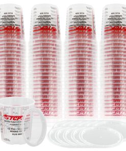 Custom Shop Brand (Full Case of 100 Each - 1/2 Pint (8oz) Paint Mixing Cups) - Cups Have Calibrated Mixing Ratios on Side of Cup BOX of 100 Cups Cups - Box of 100 + 12 Lids 10 91xUzjtNF9L