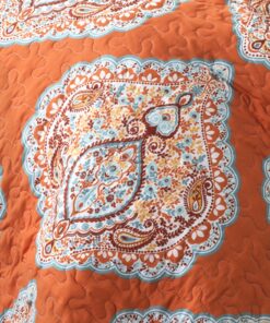 Lush Décor Harley Quilt Damask Pattern Reversible 5 Piece Bedding Set, King, Tangerine 41 91xVM810D4L