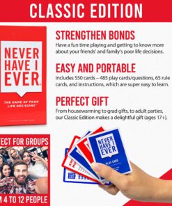 Never Have I Ever Classic Edition Adult Party Game: Hilarious Card Games for Game Nights, Gatherings & More! for 4+ Players, Ages 17+ 30 91xZAWPsAtL