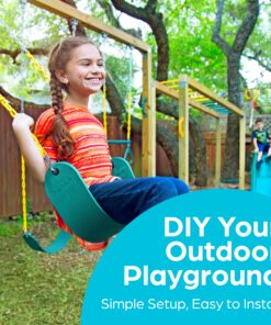 Jungle Gym Kingdom Swing Sets for Backyard, Monkey Bars & Swingset Accessories - Set Includes 18" Trapeze Swing Bar & 48" Heavy Duty Chain with Locking Carabiners - Outdoor Play Equipment (Green) Green 27 91xb1HkZghL