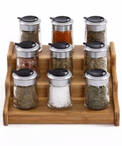 Seville Classics Bamboo Premium Wood 3-Tier Step Shelf Spice & Seasoning Storage Rack Organizer for Kitchen, Cabinet, Countertop, Pantry, Bathroom, Salon, Expandable 8.5"-15" W Expandable 8.5" - 15" W 24 91xrR0lnzQL 1