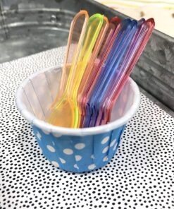 Alternative view of Mini Taster Spoons - Clear Plastic - Blue, Pink, Green, Yellow, Orange - 150 Pack by Outside the Box Papers
