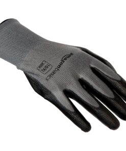 AmazonBasics Polyurethane Coated Work Gloves, Polyester Liner Fiber, Touch Screen, Grey, Size 10, XL, 12-Pair 10/XL 8 91y Pid MOL
