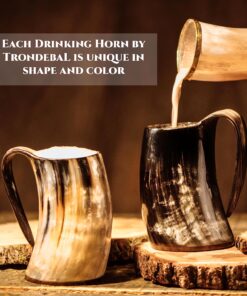 Trondebal Viking Drinking Horn Mug, 15-20 Oz Natural Ox Horn Cup & Cofee Stein | Cool Unique Gift for Men and Women, Home Decor Accessories | Shot Glasses for Beer, Ale, Whiskey, Mead 26 91y bWOvOhL