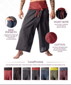 LannaPremium Thai Fisherman Pants for Men Women Yoga Pants 2 Tone - Martial Arts Pants Red Black 13 91yB9xUjVcL