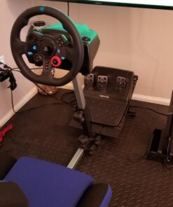 OpenWheeler GEN3 Racing Wheel Stand Cockpit Blue on Black | Fits All Logitech G923 | G29 | G920 | Thrustmaster | Fanatec Wheels | Compatible with Xbox One, PS4, PC Platforms 70 91yFwDd5hJL
