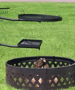 Alternative view of Sunnydaze Swiveling Dual-Grill Campfire Cooking Grate System - Includes 2 Height-Adjustable Grates and 1 Ground Stake