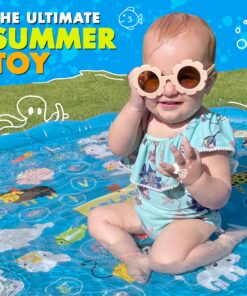 SplashEZ 3-in-1 Splash Pad, Sprinkler for Kids and Baby Pool for Learning – Toddler Sprinkler Pool, 60’’ Outside Water Toys – “from A to Z” Outdoor Play Mat for Babies & Toddlers from A to Z 25 91yYaWTbz0L