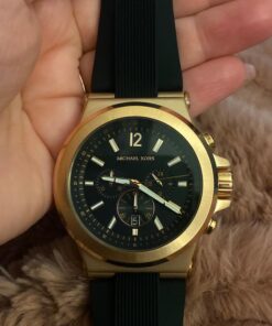 Michael Kors Dylan Men's Watch, Stainless Steel Chronograph Watch for Men with Steel or Silicone Band Black/Rose gold 44 91ybQZu guL