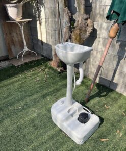 SereneLife Portable Camping Sink w/Towel Holder & Soap Dispenser - Hand Wash Basin Stand w/Rolling Wheels - For Outdoor Events, Gatherings, Worksite & Camping White Standard Towel Holder & Dispenser 48 91yg2GrKkQL 1