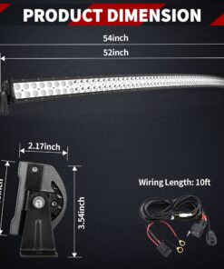 Alternative view of LEDKINGDOMUS Led Light Bar 300W 52 inches Curved Light Bar & 2pc 4 inches 18W Flood Light Pods & Switch Wiring Harness Compatible for Jeep, Pickup, Truck, Car, ATV, 4x4, 4WD, Off Road Driving Light 52inch + 4inch Pods + Wiring Harness Black