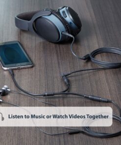 Alternative view of StarTech.com 3.5mm Audio Extension Cable - Slim Audio Splitter Y Cable and Headphone Extender - Male to 2x Female AUX Cable (MUY1MFFS) Slim Cable Black