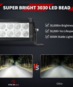 LEDKINGDOMUS Led Light Bar 300W 52 inches Curved Light Bar & 2pc 4 inches 18W Flood Light Pods & Switch Wiring Harness Compatible for Jeep, Pickup, Truck, Car, ATV, 4x4, 4WD, Off Road Driving Light 52inch + 4inch Pods + Wiring Harness Black 29 91zENv2jzNL