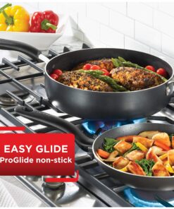 T-fal Specialty Nonstick Saute Pan with Glass Lid 5 Quart Oven Safe 350F Cookware, Pots and Pans, Dishwasher Safe Black 22 91zM98ZRkhL