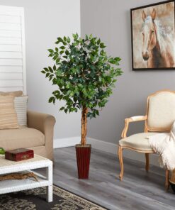 Nearly Natural 5924 5.5ft. Ficus Tree with Bamboo Planter,Green 9 91zRkNf2yL