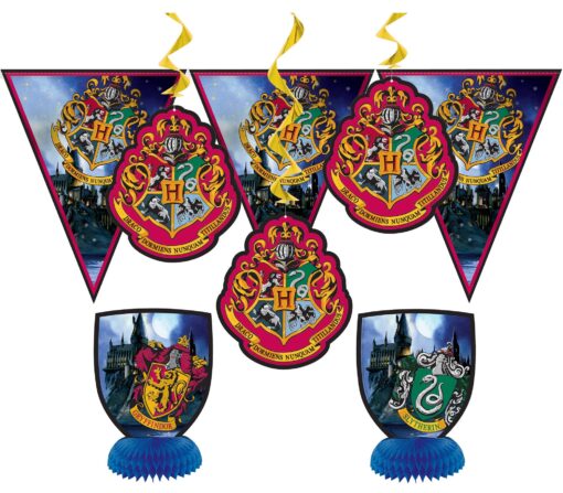 happy deals Harry Potter Party Decorations Kit - 7 pc set -Wizard Party Pack - (1) Banner, (2) Centerpieces and (4) Hanging Decorations