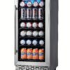 Beverage Refrigerator, Phiestina15 inch 96 Cans Built-in or Freestanding Beverage Cooler Mini Fridge with Auto Defrost,Glass Door & 6 Removable Shelves for Home Bar Office 22.4"D x 14.9"W x 33.9"H Stainless Steel 15 91zZ9f7Fb2L