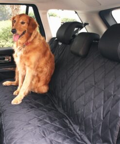 BarksBar Pet Car Seat Cover with Seat Anchors for Cars, Trucks and SUV's, Water Proof and Non-Slip Backing Regular, Black Standard 36 91zevjOHqL