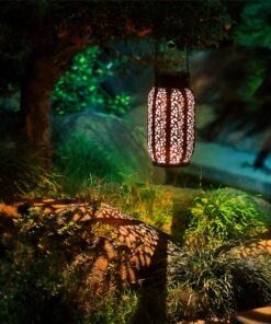 Maggift 2 Pack 10.6 Inch Hanging Solar Lights Outdoor Retro Hanging 20 Lumens Christmas Decorative Solar Lantern with Handle, Brown 2Pack-Retro Hanging Solar Lantern 25 91zhalFxQdL