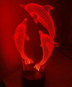 FULLOSUN Night Light for Kids Ocean Dolphin 3D Night Light Porpoise Bedside Lamp with Remote Control 16 Color Changing Xmas Halloween Birthday Gift for Child Baby Girl 30 A1 1EH4l26L