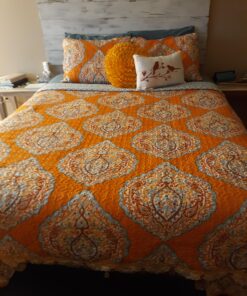 Lush Décor Harley Quilt Damask Pattern Reversible 5 Piece Bedding Set, King, Tangerine 56 A1 AATSvn9L