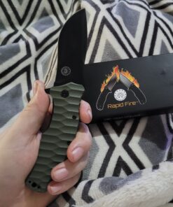 Off-Grid Knives - Rapid Fire Ranger, Camping & Hunting Knife, Cryo D2 Blade Steel with Olive Drab G10 Scales, Deep Clip, Left or Right Carry, Survival, Hiking, Fishing, Boating, Bushcraft OD Green 30 A1 ET98OCcL