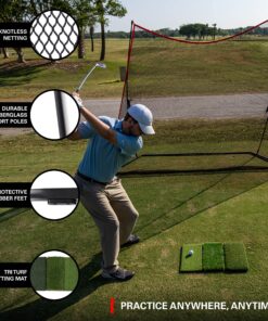Rukket Haack Golf Net | Practice Driving Indoor and Outdoor | Golfing at Home Swing Training Aids | by SEC Coach Chris Haack | Choose from 10x7 Hitting Net, 7x7 Hitting Net, or Protection Side Nets 10x7ft Golf Net & Turf Mat 23 A1 smKbl4rL