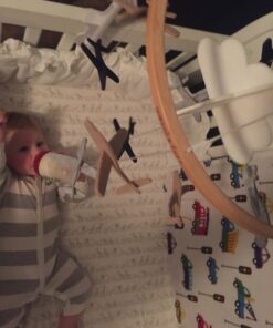 Sorrel + Fern Baby Crib Mobile (Airplanes in The Clouds) - Nursery Decoration Ceiling Mobile and Baby Shower for Boys & Girls - Grey and White Airplanes in The Clouds 39 A10sjybx63L