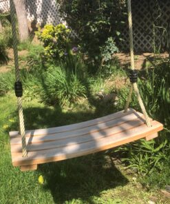 Pellor Wood Tree Swing Seat,Indoor Outdoor Rope Wooden Swing Set for Children Adult Kids 17.7x7.9x0.6 inch Burlywood 32 A112y pBMTL