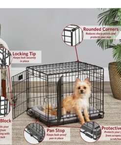 MidWest Homes for Pets Small Dog Crate, Life Stages 24' Double Door Folding Metal Dog Crate | Divider Panel, Floor Protecting Feet, Leak-Proof Dog Pan| 24L x 18W x 19H Inches, Small Dog Breed 24.0"L x 18.0"W x 19.0"H Lifestages; Double Door 19 A11Wd6h V0L