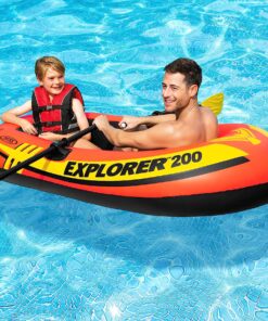 INTEX Explorer Inflatable Boat Series: Dual Air Chambers – Welded Oar Locks – Grab Handles – Bow Rope – Sporty Design Explorer 200 Set 32 A11WnscNoQL