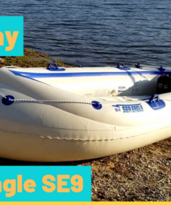 Sea Eagle SE9 Lightweight Inflatable Boat with Inflatable Floor, 5' Oar Set, Boat Bag, Foot Pump, 2 Seats Great for Boating, Motoring, Rowing, Fishing & Yacht Tending Fisherman's Dream 18 A11x930Xa9L
