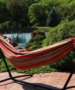 Alternative view of Sunnydaze Double Brazilian Hammock - Large Two Person Hammock for Backyard & Patio - 450 Pound Capacity - Sunset