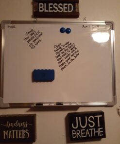 Whiteboard Set - Dry Erase Board 24 x 18" with 1 Magnetic Dry Eraser, 4 Dry Wipe Markers and 4 Magnets - Small White Hanging Message Scoreboard for Home Office School (24x18" Landscape) 24x18" Landscape 47 A14eb6Ln5ML