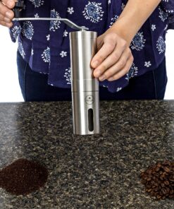 EZE Homegoods Hand Coffee Mill Grinder with Conical Ceramic Burr | Consistent Grind Every Time, Professional Grade, Stainless Steel, Lightweight and Portable, Heavy Duty Extra Long Hand Crank 2 Round 24 A15eL90dcFL