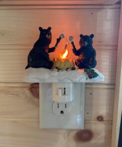 Roman Lights Exclusive Plug in Night Light, Features 2 Bears Roasting Marsh Mellows Around a Flickering Flame Camp Fire, 4.5-Inch 23 A15oCq1Ei7L