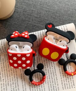iFiLOVE Compatible with Airpods Case, Cute Cartoon Airpods Cover, Minnie Mouse Soft Silicone Shockproof Protective Case Cover Skin with Ring Buckle Holder for Apple Airpods 1 & 2 Charging Case(#2) #2 26 A15tnMid8OL