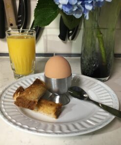 Egg Cups For Soft Boiled Eggs with Spoons - Egg & Cracker Tool Set - Stainless Steel Egg Opener Topper & Cutter - Hard Boiled Egg Holder Tool by Eparé Yellow Rubber Handle 37 A16gP0i92CL