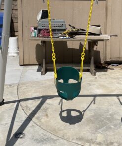 Deluxe High Back Full Bucket Toddler Swing with Exclusive Chain & Triangle Dip Pinch Protection and Carabiners for Easy Install - Green - Squirrel Products 33 A16yCvkMpQL