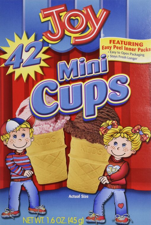 Joy Mini Cups; Mini Ice Cream Cones for Kids, 42 Count (2 Boxes (84 cones)) 1.6 OZ (45G)