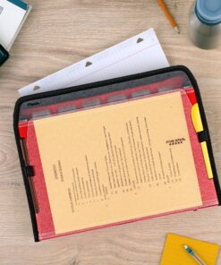 Five Star 7 Pocket Expanding File Organizer, Plastic Expandable File Folders with Customizable Tabs & Clear Cover, Holds 11" x 8-1/2", Zipper Closure, Fire Red (72705) 14 A17JWNVQthL