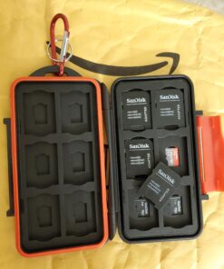 Kiorafoto Professional Water-Resistant Anti-Shock Holder Storage SD SDHC SDXC TF Memory Card Case Protector Cover with Carabiner for 12SD Cards & 12 Micro SD Cards for 12 SD + 12 Micro SD 59 A17e6sNR8AL