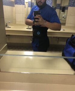 ActiveGear Waist Trimmer Belt Slim Body Sweat Wrap for Stomach and Back Lumbar Support Blue Medium 25 A180rpIARSL