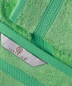 SUPERIOR Rayon from Bamboo Cotton Blend 6 Piece Towel Set, Bathroom, Gym, Spa, Essentials, Includes; 2 Face Towels/Washcloths 13” x 13”, 2 Hand Towels 16” x 30”, 2 Bath Towels 30” x 54”, Spring Green 9 A18fu0S7L