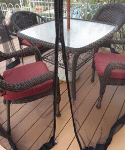 Patio Umbrella Mosquito Netting - Polyester Mesh Screen with Zipper Opening and Water Tube at Base to Hold in Place - Helps Protect from Mosquitoes - Fits 9FT Umbrellas and Patio Tables - Black 36 A18iZk9tCgL