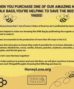 Nut Milk Bags for Straining Reusable, Organic Cotton and Food Grade Cheesecloth by Things&Thoughts, Strainer Bag for Almond Milk, Oat Milk, Celery Juicing, Yogurt, Cold Brew Coffee & Tea 20 A18n6Az8OXL 1