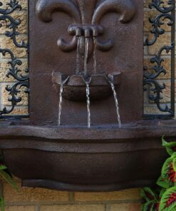 Sunnydaze French Lily 33-Inch Polystone Outdoor Wall Water Fountain - Electric Submersible Pump - Iron Finish 14 A19TsHAHHcL