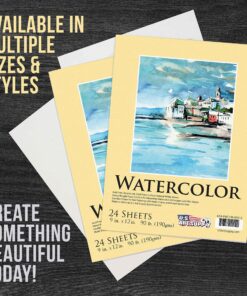 U.S. Art Supply 9" x 12" Premium Heavyweight Watercolor Painting Paper Pad, Pack of 2, 24 Sheets Each, 90 Pound (190gsm) - Cold Pressed, Acid-Free, Wet, Dry & Mixed Media - Artists, Students, Adults 26 A1AN9mpxkvL 2